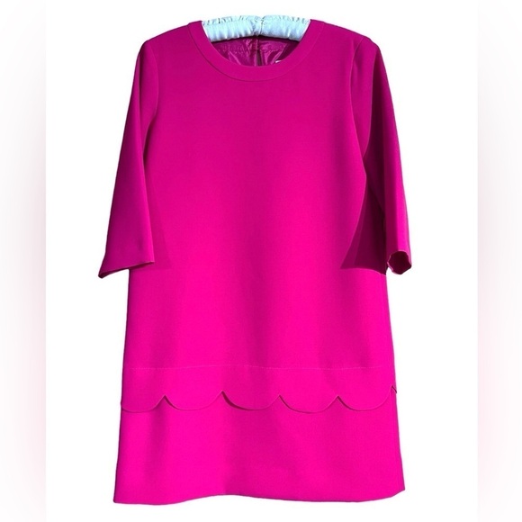 Kate Spade Scallop Shift Demi Dress Lined Half Sleeve Sweetheart Fuschia Pink - Picture 2 of 11